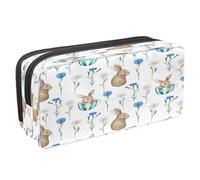 VAPOKF Estuche de lápices con cremallera para niños y niñas, suministros escolares y de oficina, Happy Chinese New Year of Pig, Acuarela Conejo y Flores, 2.3x8.2x3.9in/6x21x10cm, Estuche de lápices