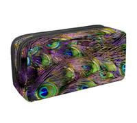 VAPOKF Estuche de lápices, estuche de papelería para adolescentes, niños y niñas, útiles escolares de oficina - Pluma de pavo real, multicolor, 2,3 x 8,2 x 3,9 in/6 x 21 x 10 cm, organizador de bolsa,