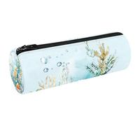 VAPOKF Estuche de lona con caballito de mar sobre coral, para lápices, monedero, cosméticos, maquillaje, papelería, escuela, oficina, almacenamiento