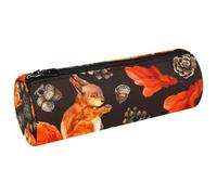 VAPOKF Estuche de lona con diseño de ardilla y bellota, diseño de ramas de pino y hojas de otoño, monedero, bolsa de maquillaje para estudiantes, papelería, escuela, oficina, almacenamiento,
