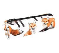 VAPOKF Estuche de lona con diseño de zorros de animales del bosque, monedero, bolsa de maquillaje para estudiantes, papelería, escuela, oficina, almacenamiento