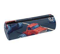 VAPOKF Estuche de piel con diseño de coche monstruoso rojo en carretera, monedero, bolsa de maquillaje para estudiantes, papelería, escuela, oficina, almacenamiento