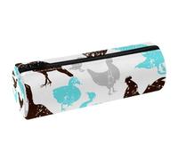 VAPOKF Estuche de piel con diseño de gallina y pato, diseño de pavo, multicolor, 20x6.3cm/7.9x2.5in, Estuche para lápices