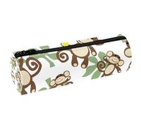 VAPOKF Estuche de piel con diseño de mono feliz y plátano de dibujos animados, monedero, bolsa de maquillaje para estudiantes, papelería, escuela, oficina, almacenamiento, multicolor,