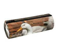 VAPOKF Estuche de piel con diseño de patos blancos de granja en el patio rural, monedero, bolsa de maquillaje para estudiantes, papelería, escuela, oficina, almacenamiento, multicolor,