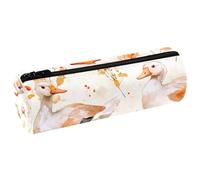 VAPOKF Estuche de piel con diseño de patos de acuarela para lápices, monedero, bolsa de maquillaje para estudiantes, papelería, escuela, oficina, almacenamiento