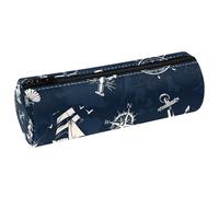 VAPOKF Estuche de piel con diseño de rueda de ancla náutica, diseño de pulpo, conchas marinas, monedero, bolsa de maquillaje para estudiantes, papelería, escuela, oficina, almacenamiento, multicolor,