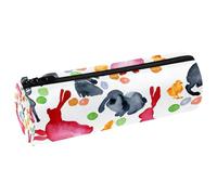 VAPOKF Estuche de piel con forma de conejo y huevos de gallina de Pascua, monedero, bolsa de maquillaje para estudiantes, papelería, escuela, oficina, almacenamiento, multicolor, 20x6.3cm/7.9x2.5in,