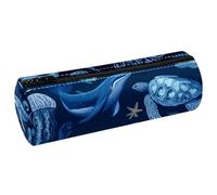 VAPOKF Estuche de piel con forma de tortuga, ballena, caballito de mar, medusas, cangrejo, estuche para lápices, monedero, bolsa de maquillaje para estudiantes, papelería, escuela, oficina