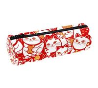 VAPOKF Estuche de piel sin costuras Maneki Neko Cats para lápices, monedero, cosméticos, bolsa de maquillaje para estudiantes, papelería, escuela, oficina, almacenamiento