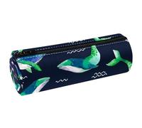 VAPOKF Estuche de piel sintética con diseño de ballenas y vida marina de acuarela, bolsa organizadora de artículos de papelería para estudiantes, bolsa de maquillaje para mujeres, niñas, niños