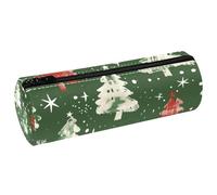 VAPOKF Estuche de piel sintética con diseño de copos de nieve y estrellas, diseño de copos de nieve de Navidad, monedero, bolsa de maquillaje para estudiantes, papelería, escuela, oficina