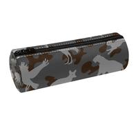 VAPOKF Estuche de piel sintética con diseño de siluetas de animales salvajes del bosque en un estuche para lápices de piel sintética, organizador de artículos de papelería, bolsa de maquillaje para