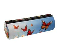 VAPOKF Estuche de piel sintética con estampado de mariposas y margaritas, orquídeas, flores silvestres, bolsa organizadora de artículos de papelería para estudiantes, bolsa de maquillaje para mujeres