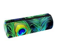 VAPOKF Estuche de piel sintética con plumas de pavo real, monedero, bolsa de maquillaje para estudiantes, papelería, escuela, trabajo, oficina, almacenamiento, multicolor, 20x6.3cm/7.9x2.5in, Estuches