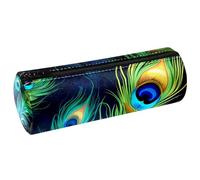 VAPOKF Estuche de piel sintética con plumas de pavo real, monedero, bolsa de maquillaje para estudiantes, papelería, escuela, trabajo, oficina, almacenamiento, multicolor, 20x6.3cm/7.9x2.5in, Estuches