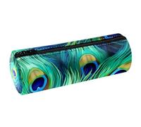 VAPOKF Estuche de piel sintética con plumas de pavo real, monedero, bolsa de maquillaje para estudiantes, papelería, escuela, trabajo, oficina, almacenamiento, multicolor, 20x6.3cm/7.9x2.5in, Estuches