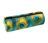 VAPOKF Estuche de piel sintética con plumas de pavo real, monedero, bolsa de maquillaje para estudiantes, papelería, escuela, trabajo, oficina, almacenamiento, multicolor, 20x6.3cm/7.9x2.5in, Estuches