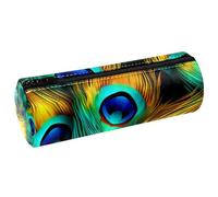 VAPOKF Estuche de piel sintética con plumas de pavo real, monedero, bolsa de maquillaje para estudiantes, papelería, escuela, trabajo, oficina, almacenamiento, multicolor, 20x6.3cm/7.9x2.5in, Estuches