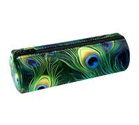 VAPOKF Estuche de piel sintética con plumas de pavo real, monedero, bolsa de maquillaje para estudiantes, papelería, escuela, trabajo, oficina, almacenamiento, multicolor, 20x6.3cm/7.9x2.5in, Estuches
