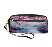 VAPOKF Estuche de poliuretano para lápices, bolsa de papelería para estudiantes con cremallera para niños y niñas, suministros escolares y de oficina, cerezo junto al lago, multicolor,