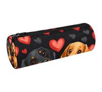 VAPOKF Estuche negro y marrón con diseño de perro enamorado, monedero, bolsa de maquillaje para estudiantes, papelería, escuela, oficina, almacenamiento