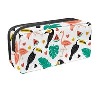 VAPOKF Estuche para bolígrafos, estuche de papelería para estudiantes, para adolescentes, niños, niñas, suministros de oficina escolar, flamencos y tucanes toco, multicolor, 2.3x8.2x3.9in/6x21x10cm,