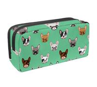 VAPOKF Estuche para bolígrafos, estuche de papelería para estudiantes, para adolescentes, niños, niñas, suministros de oficina escolar, lindo bulldog francés, multicolor, 2.3x8.2x3.9in/6x21x10cm,