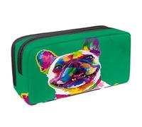 VAPOKF Estuche para bolígrafos, estuche de papelería para estudiantes, para adolescentes, niños, niñas, suministros de oficina escolar, colorido perro bulldog francés, multicolor, 2.3x8.2x3.9in