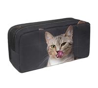 VAPOKF Estuche para bolígrafos, estuche de papelería para estudiantes, para adolescentes, niños, niñas, suministros de oficina escolar, gato sacando la lengua, multicolor, 2.3x8.2x3.9in/6x21x10cm,