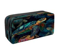 VAPOKF Estuche para bolígrafos, estuche de papelería para estudiantes, para adolescentes, niños, niñas, suministros de oficina escolar, tortuga verde bajo el agua