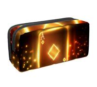 VAPOKF Estuche para bolígrafos, estuche de papelería para estudiantes, para adolescentes, niños, niñas, suministros de oficina escolar, tarjeta de póquer brillante de Ace of Diamonds, multicolor,