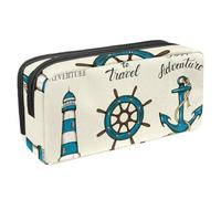 VAPOKF Estuche para bolígrafos, estuche de papelería para estudiantes, para adolescentes, niños, niñas, suministros de oficina escolar, faro náutico con rueda de ancla, multicolor,