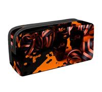 VAPOKF Estuche para bolígrafos, estuche de papelería para estudiantes, para adolescentes, niños, niñas, suministros de oficina escolar, dos tazas de vidrio negro, multicolor, 2.3x8.2x3.9in/6x21x10cm,