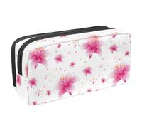 VAPOKF Estuche para bolígrafos, estuche para lápices, bolsa de papelería para adolescentes, niños y niñas, suministros de oficina escolar, flores de lirio rosa que florecen románticas, multicolor,