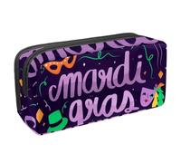 VAPOKF Estuche para bolígrafos, estuche para lápices, bolsa de papelería para adolescentes, niños y niñas, suministros de oficina escolar - Mardi Gras, multicolor, 2.3x8.2x3.9in/6x21x10cm, Organizador