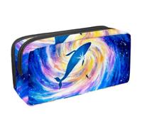VAPOKF Estuche para bolígrafos, estuche para lápices, bolsa de papelería para adolescentes, niños y niñas, suministros de oficina escolar, ballena buceando en el espacio galaxia, multicolor,
