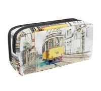 VAPOKF Estuche para bolígrafos, estuche para lápices, bolsa de papelería para adolescentes, niños y niñas, suministros de oficina escolar - Old Tram on The Street, multicolor, 2.3x8.2x3.9in/6x21x10cm,