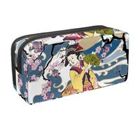 VAPOKF Estuche para bolígrafos, estuche para lápices, bolsa de papelería para adolescentes, niños y niñas, suministros de oficina escolar, estilo tradicional japonés, para mujeres en kimono con