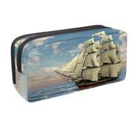 VAPOKF Estuche para bolígrafos, estuche para lápices, bolsa de papelería para adolescentes, niños y niñas, suministros de oficina escolar - Sailing Shits in Ocean, multicolor, 2.3x8.2x3.9in/6x21x10cm,