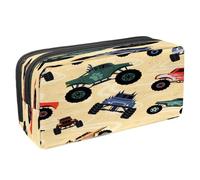 VAPOKF Estuche para lápices, bolsa de papelería para estudiantes con cremallera para niños y niñas, suministros escolares y de oficina, joysticks multicolor, Monster Trucks Car, 2.3x8.2x3.9in