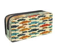 VAPOKF Estuche para lápices, bolsa de papelería para estudiantes con cremallera para niños y niñas, suministros escolares y de oficina, coches coloridos y taxi, multicolor, 2.3x8.2x3.9in/6x21x10cm