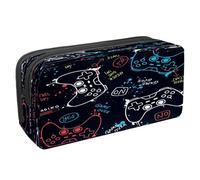 VAPOKF Estuche para lápices, bolsa de papelería para estudiantes con cremallera para niños y niñas, suministros escolares y de oficina, joysticks multicolor, Joysticks Game Over Slogan, 2.3x8.2x3.9in