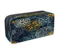 VAPOKF Estuche para lápices, bolsa de papelería para estudiantes con cremallera para niños y niñas, suministros escolares y de oficina, brújula náutica, ancla y viento rosa, Grunge Natuical Rose -