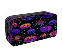 VAPOKF Estuche para lápices, bolsa de papelería para estudiantes con cremallera para niños y niñas, suministros escolares y de oficina, mano zombi fuera del infierno, Calabaza y araña morada de