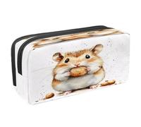 VAPOKF Estuche para lápices, bolsa de papelería para estudiantes con cremallera para niños y niñas, suministros escolares y de oficina, tuercas de retención de hámster de acuarela, multicolor