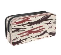 VAPOKF Estuche para lápices, bolsa de papelería para estudiantes con cremallera para niños y niñas, suministros escolares y de oficina, camión rosa con rosas de amor, Avión y avión de guerra retro,