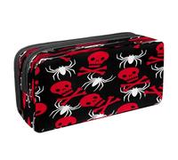VAPOKF Estuche para lápices, bolsa de papelería para estudiantes con cremallera para niños y niñas, suministros escolares y de oficina, mano zombi fuera del infierno, Red Dead Skull Bone and Spider,