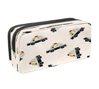 VAPOKF Estuche para lápices, bolsa de papelería para estudiantes con cremallera para niños y niñas, suministros escolares y de oficina, cartas de juego dispersas, Taxi de dibujos animados