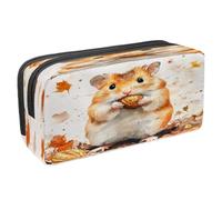 VAPOKF Estuche para lápices, bolsa de papelería para estudiantes con cremallera para niños y niñas, suministros escolares y de oficina, tuerca de retención de hámster de acuarela, multicolor